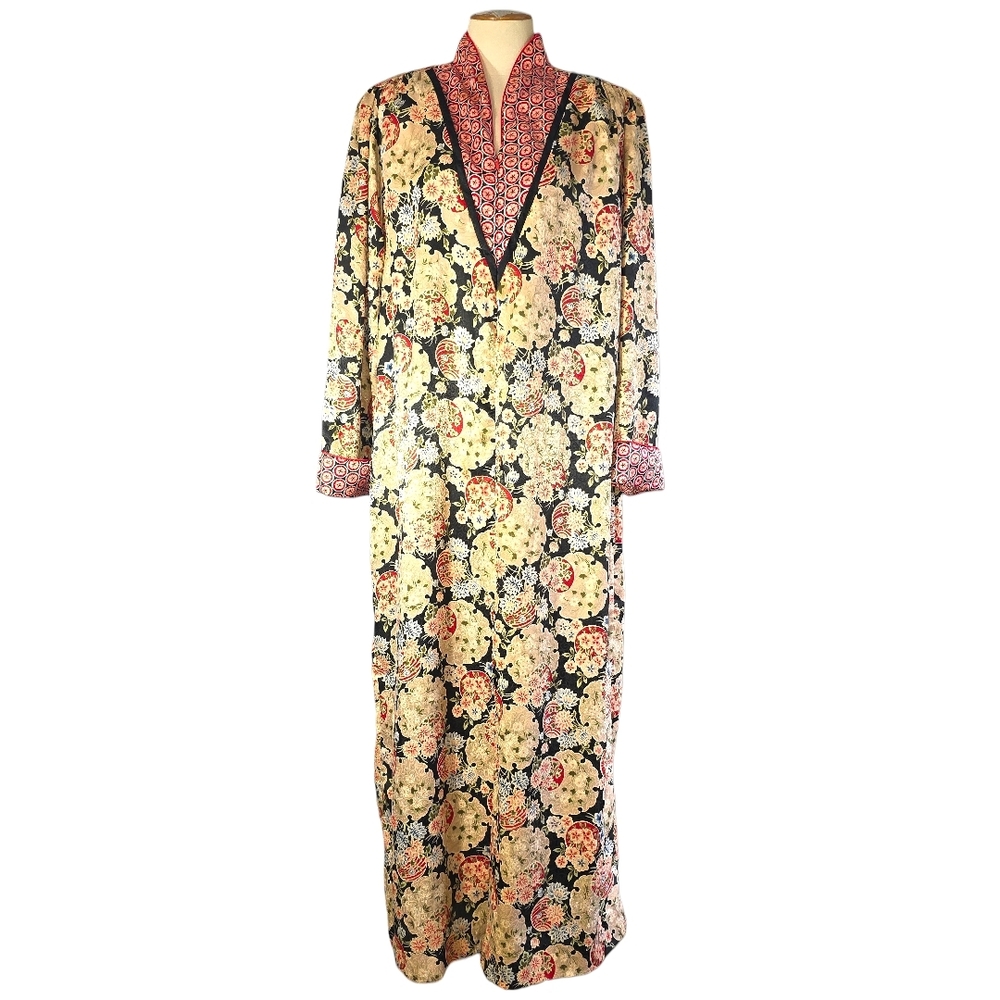 Vintage 1970s Christian Dior Long Floral Robe Womens Size M